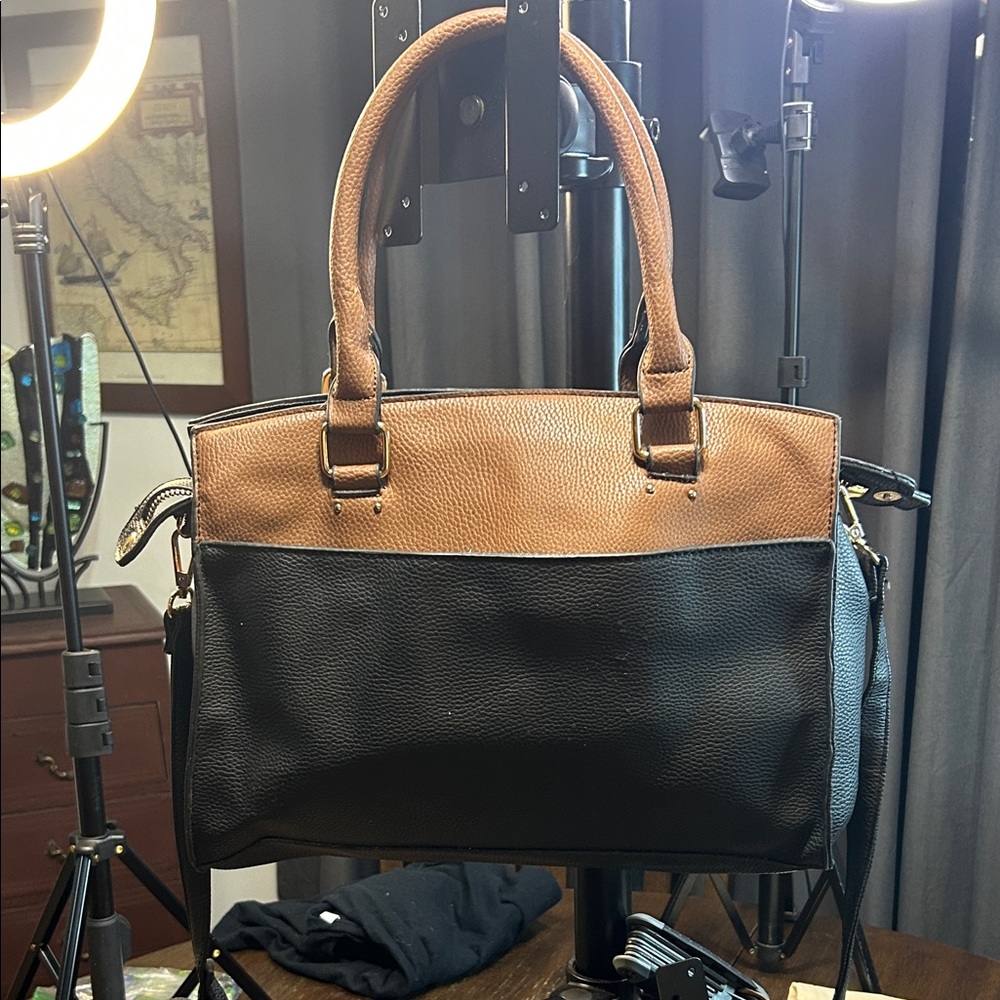 Two-Tone Leather Tote Bag